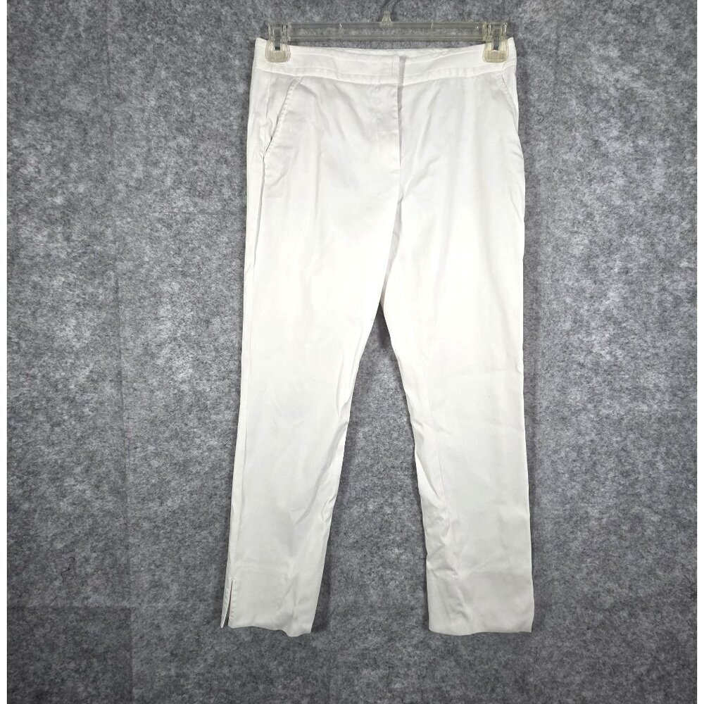 Tory Burch Women's Flat Front Ankle Length Straight Leg Pants White Size 4